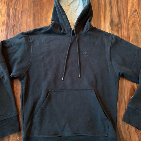 Champion Power Blend Cotton Blend Black Fleece Hoodie Sweatshirt Mens Small S - Picture 2 of 9